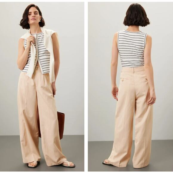 MADEWELL The Harlow Wide Leg Pant Drapey Twill Seed Khaki Beige Sz 4 {KK25} - Picture 1 of 5